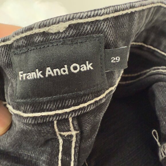 Frank & Oak The Nina Wide Leg High Rise Cropped Black Washed Charcoal Jeans 29 - Picture 6 of 7